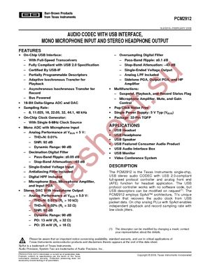 PCM2912PJT datasheet  